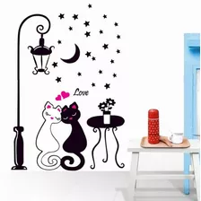 Vinil Decor Sticker Art Pared - Farol Gatitos Love Corazón 