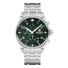 Reloj Swiss Military Smwgi0000404 Para Hombre Cronografo Color De La Malla Plateado Color Del Bisel Gris Color Del Fondo Oliva