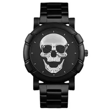 Reloj Analogo Diseño De Calavera Color Negro