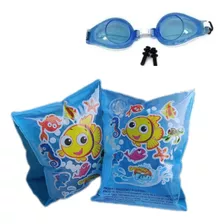 Kit Óculos Natação + Boia De Braço Infantil Piscina