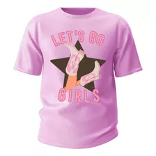 Camiseta Infantil Kids Country Cowgirl Lets Go Girls Algodao