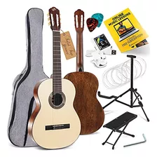 Pyle 6 Guitarra Acústica Clásica Con Funda, Afinador, Cuerda