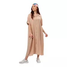 Maxi Vestido Camisero Oversized Largo Botones Talles Grandes