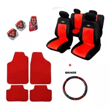 Capa Banco Couro Vermelha Kit + Brindes Gm 