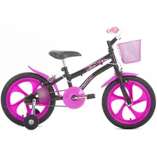 Bicicleta Menina Preto E Rosa Houston Com Cesta