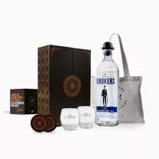 Gin Brokers London Dry 750ml + 2 Vasos Estuche Kit Regalo