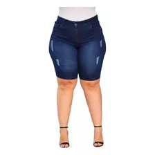 Berrmuda Jeans Ciclista Feminina Plus Size Cintura Alta