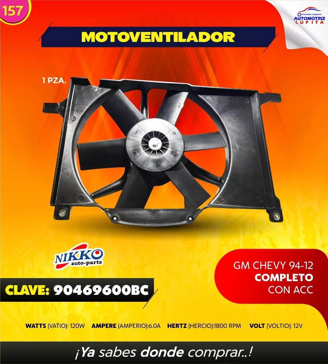 Motoventilador Gm Chevy 94-12 Completo Con Aire Acondiconad 