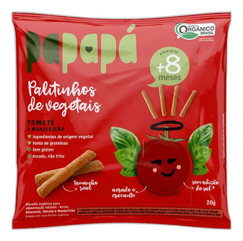 Palitinhos Vegetais Papapá - Tomate E Manjericão 20g