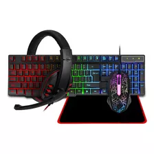 Kit Gamer Teclado + Mouse + Audifonos Led Rgb Usb Gamer