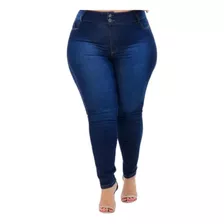 Calça Jeans Feminina Plus Size Cintura Alta Com Lycra