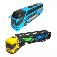 Onibus E Caminhao De Brinquedo Menino Com 2 Carrinhos