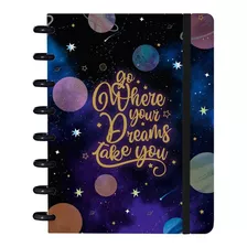 Caderno Disco Iscool Inteligente A5 Cosmos Planetas Azul Cor Preto