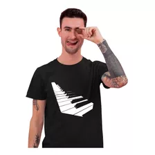 Camisetas Negras Teclado De Piano De Viento Juveniles P/rega