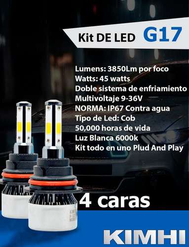 Kit Led G17 C4 Con 4 Caras Principales Alta Baja H4 H13 9007 Foto 4