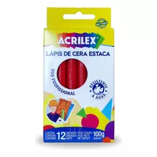 1 Caixa Giz Estaca Vermelho Acrilex (12 Unidades)