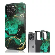 Funda Doble Capa Para iPhone Carcasa Efecto Mármol Brillante