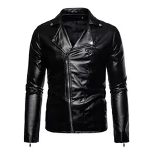 Chaqueta De Cuero Para Hombre Con Cuello Alto Y Cuello Alto