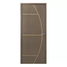 Kit Porta De Madeira Decorada 215x74cm Com Batente De Mdf Wt