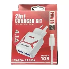 Cargador Universal Carga Rapida Cable C Adaptador Usb 4.1a