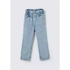 Calça Jeans Infantil Menina Toddler Paper Bag - Azul