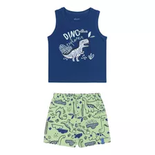 Conjunto Infantil Elian Dinossauro Regata Bermuda Meninos