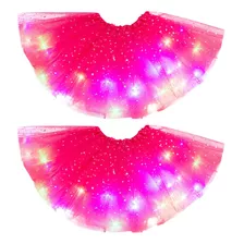 Crianças Meninas Lantejoulas Tutu Saia Led Light Up 2pcs