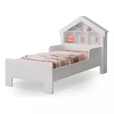 Cama Berço Casinha Infantil Solteiro Meninas Cristal- Branca