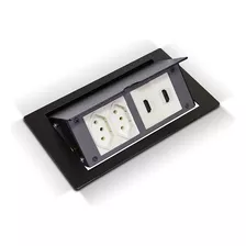 Caixa De Tomada Para Mesa - 2 Elétrica 1 Rj45 1 Hdmi Preta