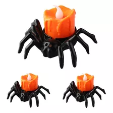 Vela Luz Led / Silueta Araña / Decoración Halloween 3 Uds