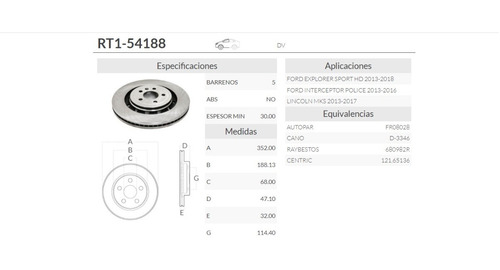 Par De Disco Delantero De Freno Ford Explorer Sport Hd 13-18 Foto 2