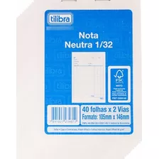 Kit C/10 Talões De Nota Neutra 1/32 40x2 Peq 2 Vias Tilibra