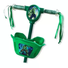 Brinquedo Infantil Patinete Hulk 3 Rodas C Cestinha Luz Cor Verde