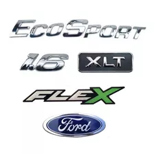 Kit Emblemas Ecosport 1.6 Flex Xlt E Ford Porta Malas 