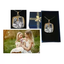 Fotomedallas Cuadradas Con Bordes+frase+cadena Personalizado