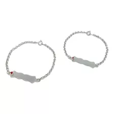 Pulsera Chapa Para Grabar Cristal Plata 925 20 Cm (p105)