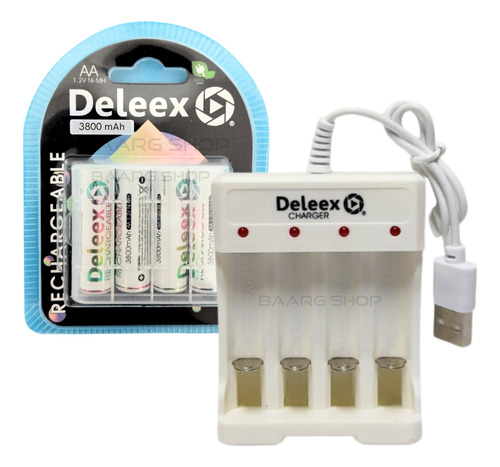 Pack Pilas Aa Recargables Ni-mh + Cargador Univ.deleex