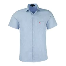 Camisa De Botão Manga Curta 100% Algodão Masculina