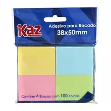 Bloco Auto Adesivo Colorido Recado Lembrete 400 Folhas Kaz