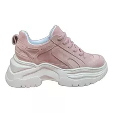 Zapatilla Sneakers Mujer Deportivas Gamuza Con Plataforma