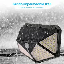 Foco Con Sensor Movimiento Foco Led Solar Exterior 100 Leds Color De La Carcasa Negro Color De La Luz Blanco Frío