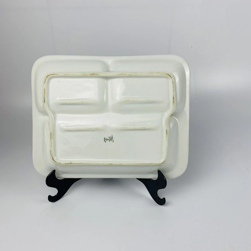 Travessa Petisqueira Vintage Steatita Com Divisórias 28cm Branco 2