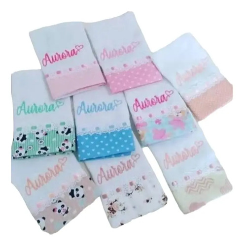 Kit 3 Paninhos De Boca Prendedor Chupeta Personalizado Multicolorido