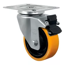 Roda Rodízio Giratório Freio 4 Pu Moldado Gl 414 Pn G 300kg