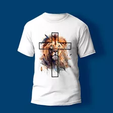 Camiseta Estampada Leão Judá Lion Colorido Blusa Jesus Cruz