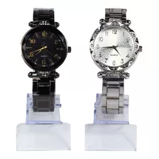 15 Lindo Relógios Feminino Aço Preto Prata Presente Promoção