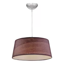 Pendente Lustre Para Sala Cúpula Tecido Wood 3 Luzes 127v Cor Marrom