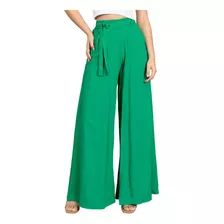 Calça Feminina Pantalona Boca De Sino Cintura Alta Elastico