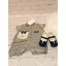 Macacão Infantil Curto De Malha Suedine Bordado Moda Premium