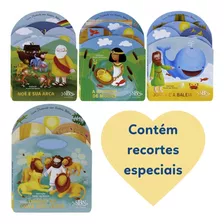Kit Com 4 Livros Infantis: Noé E Sua Arca, A História De Moisés, Jonas E Baleia E Daniel Na Cova Dos Leões